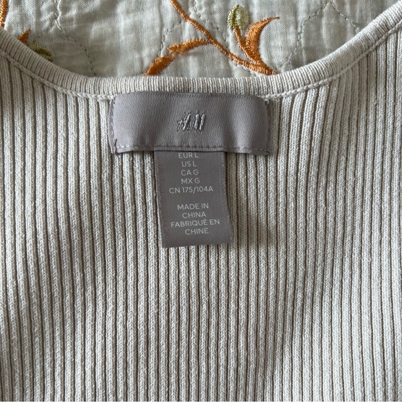 cream long sleeve deep sweetheart neckline rib knit top🌟 - Picture 7 of 10